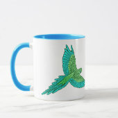 Parrot in Flight, Lime Green en Turquoise Mok (Links)