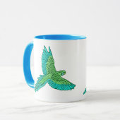Parrot in Flight, Lime Green en Turquoise Mok (Voorkant links)