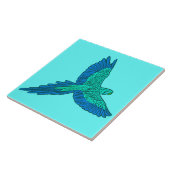 Parrot in vlucht, Aqua en Cobalt Blue Tegeltje (Zijkant)