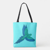Parrot in vlucht, Aqua en Cobalt Blue Tote Bag (Achterkant)