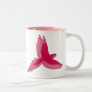 Parrot in vlucht, Fuchsia en Light Pink Tweekleurige Koffiemok