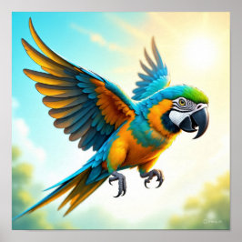 Parrot in vlucht poster