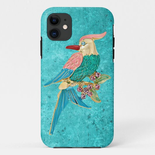 Parrot Jewel Turquoise Snowflakes iPhone 5 Hoesje (Achterkant)