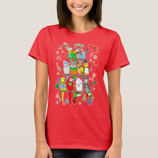Parrot kerst Holly Jolly T-shirt (Voorkant)