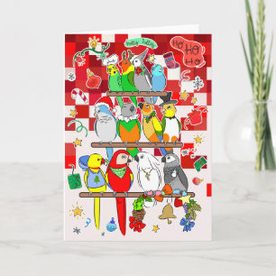 Parrot Kerstman Holly Jolly Feestdagen Kaart