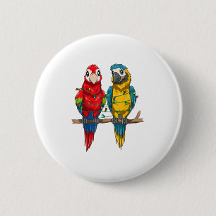 Parrot Kerstmis Macaw Xmas lights Bird Ronde Button 5,7 Cm