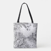 Parrot Line Art voor stof potlood kleuren Tote Bag (Achterkant)