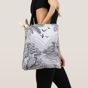 Parrot Line Art voor stof potlood kleuren Tote Bag