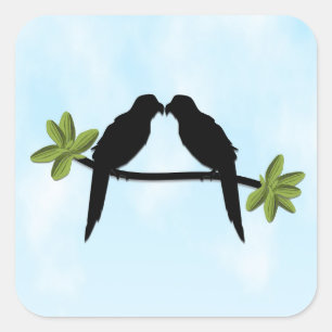 Parrot Love Vierkante Sticker