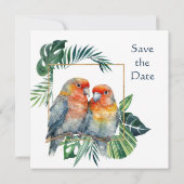Parrot Lovebird Tropische Natuur Save the Date (Achterkant)