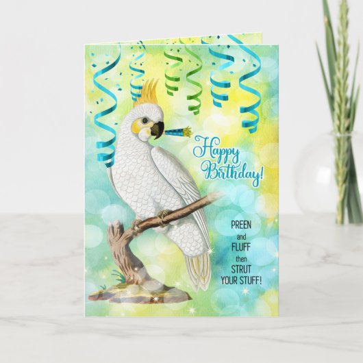 Parrot Lover Birthday met Cockato Kaart (Voorkant)