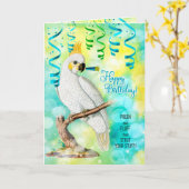 Parrot Lover Birthday met Cockato Kaart (Gele Bloem)