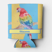 Parrot Macaw Blue Bird Birthday Boys Mannen naam Blikjeskoeler (Voorkant)