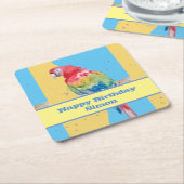 Parrot Macaw Blue Bird Birthday Boys Mannen naam Kartonnen Onderzetters (Schuin)