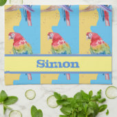 Parrot Macaw Blue Bird Birthday Boys Mannen naam Theedoek (Gevouwen)