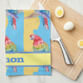 Parrot Macaw Blue Bird Birthday Boys Mannen naam Theedoek (Quarter Fold)