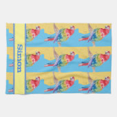 Parrot Macaw Blue Bird Birthday Boys Mannen naam Theedoek (Horizontaal)