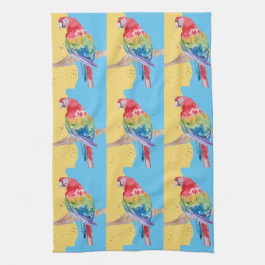 Parrot Macaw Blue Bird Birthday Boys Mannen Name T Theedoek (Verticaal)