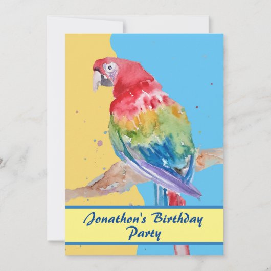Parrot Macaw Blue Bird Birthday Chilys yellow Kaart (Voorkant)