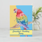 Parrot Macaw Blue Bird Birthday Chilys yellow Kaart (Staand voorkant)