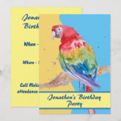 Parrot Macaw Blue Bird Birthday Chilys yellow Kaart (Voorkant / Achterkant)