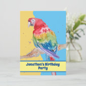 Parrot Macaw Blue Bird Birthday Chilys yellow Kaart (Staand voorkant)