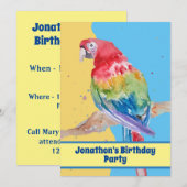 Parrot Macaw Blue Bird Birthday Chilys yellow Kaart (Voorkant / Achterkant)
