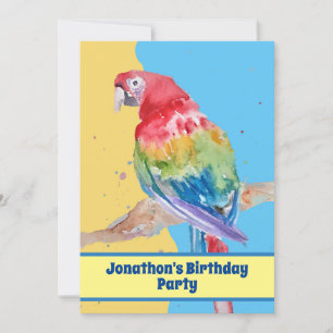 Parrot Macaw Blue Bird Birthday Chilys yellow Kaart