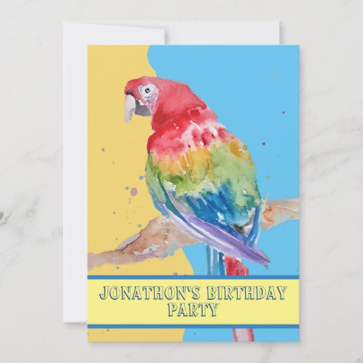 Parrot Macaw Blue Bird Birthday Chilys yellow Kaart (Voorkant)