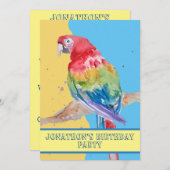 Parrot Macaw Blue Bird Birthday Chilys yellow Kaart (Voorkant / Achterkant)