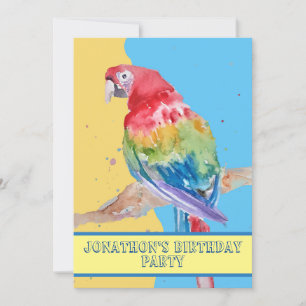 Parrot Macaw Blue Bird Birthday Chilys yellow Kaart