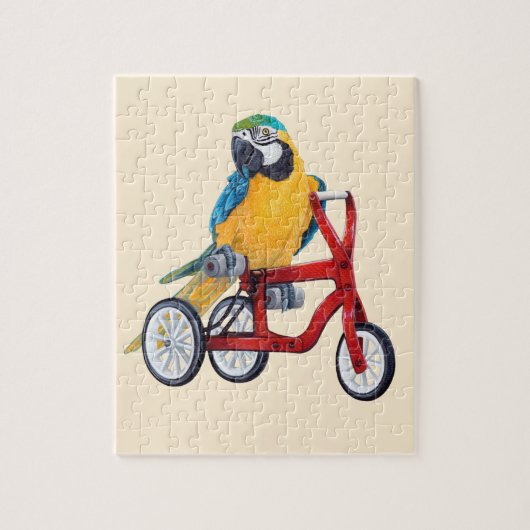 Parrot Macaw op Tricycle bike Legpuzzel (Verticaal)