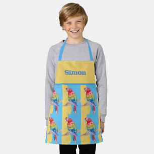 Parrot Macaw Pastel Blue Bird Birthday Boys Apron Schort