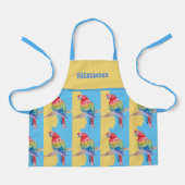 Parrot Macaw Pastel Blue Bird Birthday Boys Apron Schort (Voorkant)