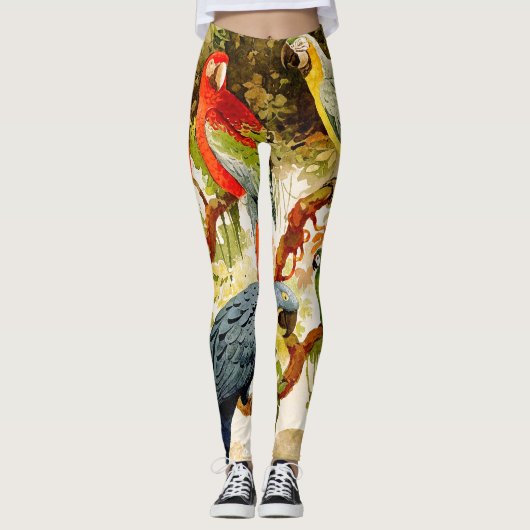 Parrot Macaw Voed Wildlife over printlegging Leggings (Voorkant)