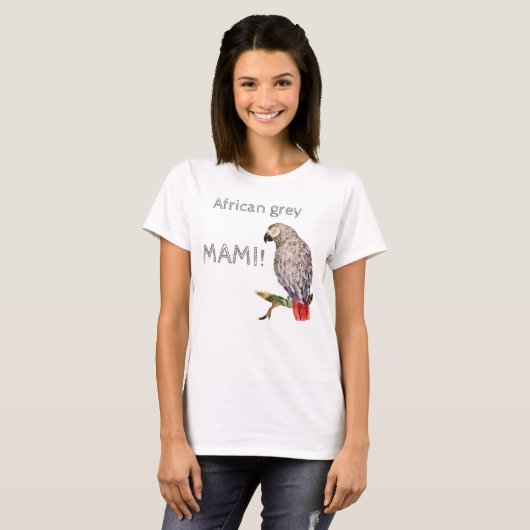 Parrot Mami. Afrikaanse grijze papegaai T-shirt (Voorkant volledig)
