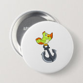 Parrot met Anchor Ronde Button 7,6 Cm (Voorkant /achterkant)