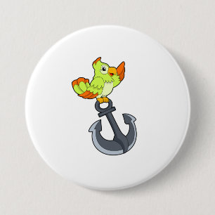 Parrot met Anchor Ronde Button 7,6 Cm