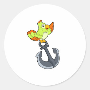 Parrot met Anchor Ronde Sticker
