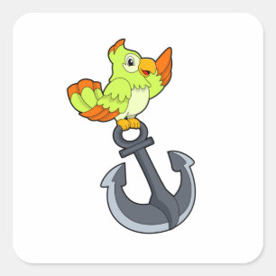 Parrot met Anchor Vierkante Sticker