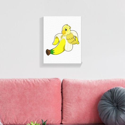 Parrot met bananen canvas afdruk (Insitu (Woonkamer))