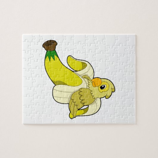 Parrot met bananen legpuzzel (Horizontaal)