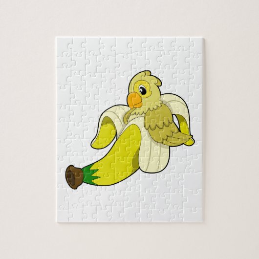 Parrot met bananen legpuzzel (Verticaal)