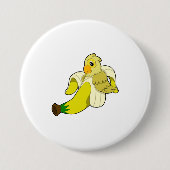 Parrot met bananen ronde button 7,6 cm (Voorkant)