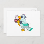 Parrot met beker koffie briefkaart (Voorkant / Achterkant)