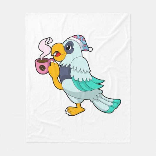 Parrot met beker koffie fleece deken (Voorkant)