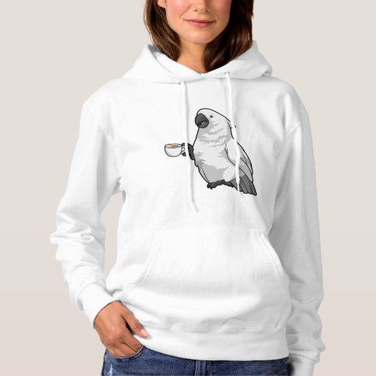 Parrot met beker koffie hoodie (Voorkant)