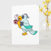Parrot met beker koffie kaart (Gele Bloem)