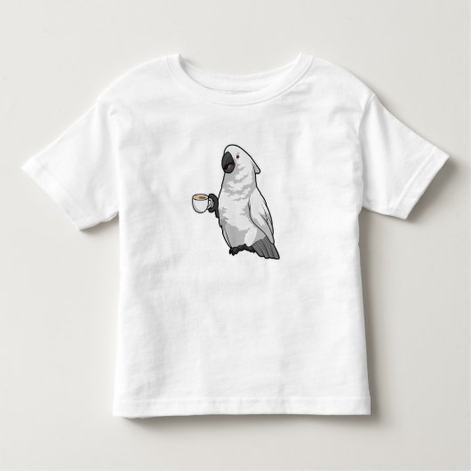 Parrot met beker koffie kinder shirts (Voorkant)