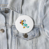 Parrot met beker koffie ronde button 7,6 cm (In situ)